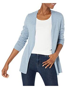 Open Front Cardigan Sweater V-Neck Lightweight Knit Cotton Blend Women's